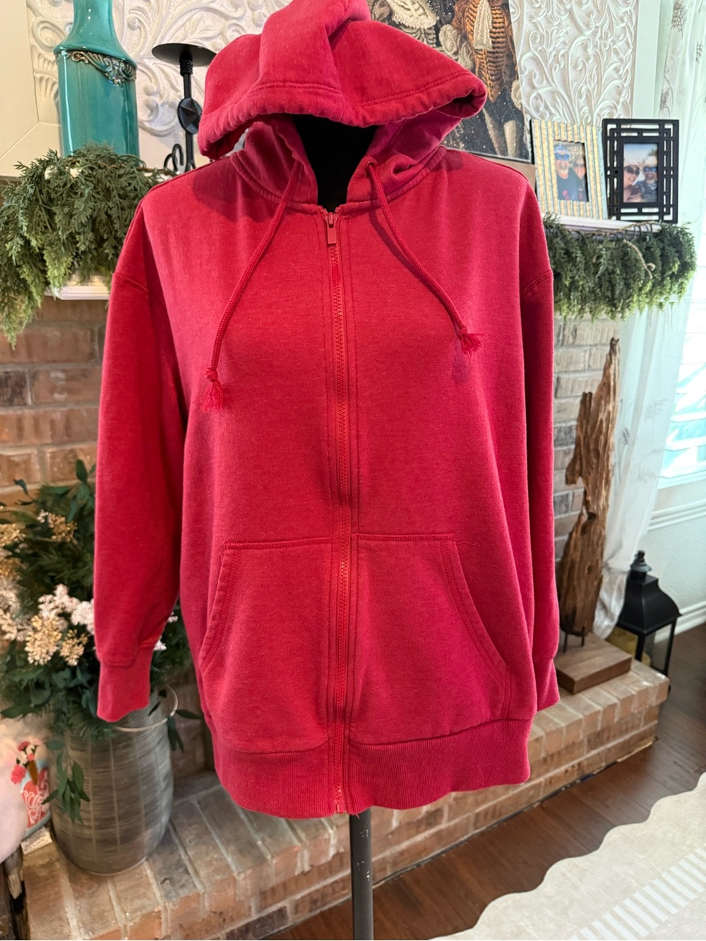 Terra & Sky 14W Red Full Zip Hoodie Plus Size Cotton Blend Hooded Sweatshirt